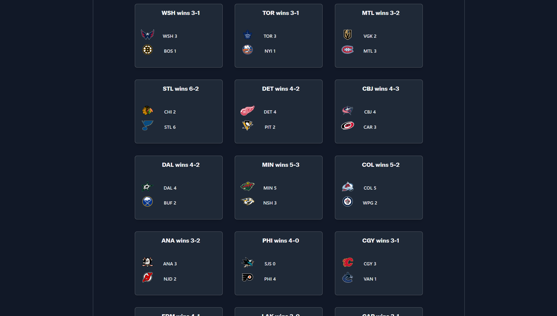 NHL Scores App Python